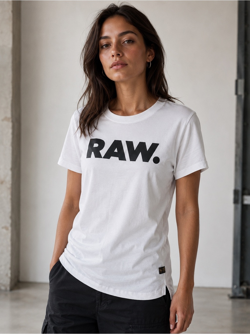 G-Star RAW Women’s RAW Slim Logo Tee White Size M NWT